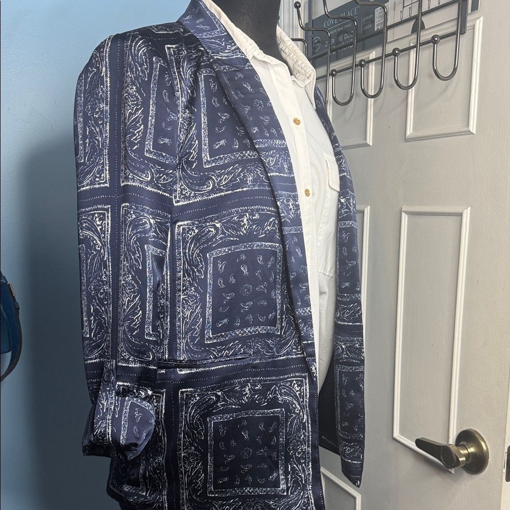 Navy Patterned Jacket - Picture 5 of 10
